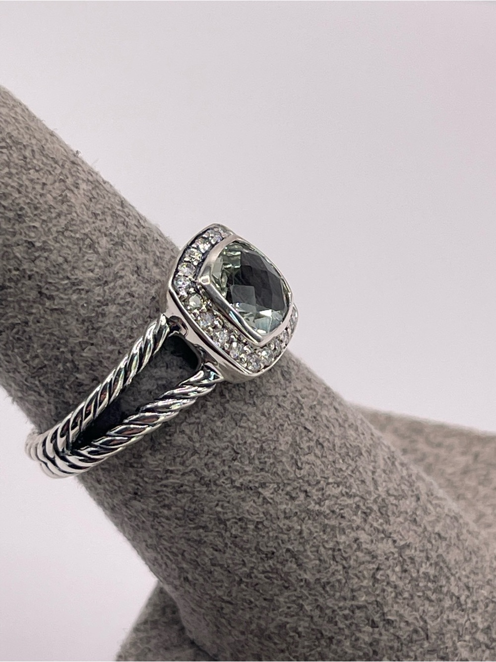 David Yurman Petite Albion Ring with Prasiolite and Diamonds - Picture 4 of 9